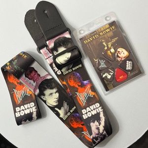 David Bowie Album Collage Guitar Strap & Picks (Unopened) - Perri's Leathers